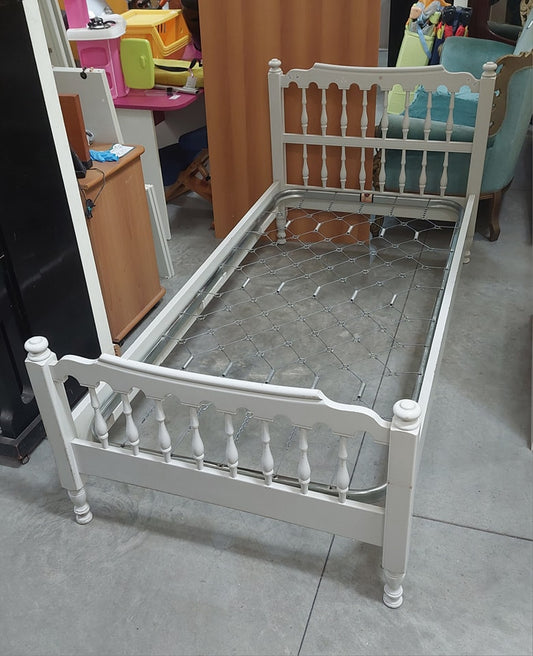 Letto Singolo Legno Bianco C/rete St.old America "fantoni" Cm207x101