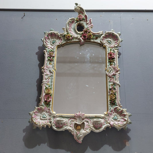 Specchio Porcellana* Fiori Cm52x80