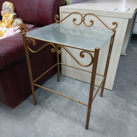Tavolino Ferro Oro/vetro* Cm50x40x72h