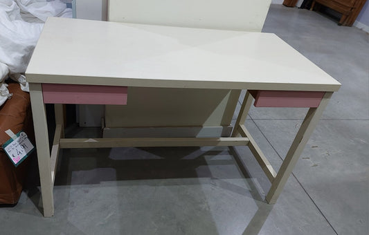 Scrivania Legno Bianco 2/c Rosa Cm120x59x76h