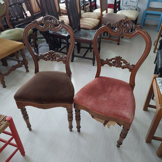 Sedia* Legno/velluto Antica