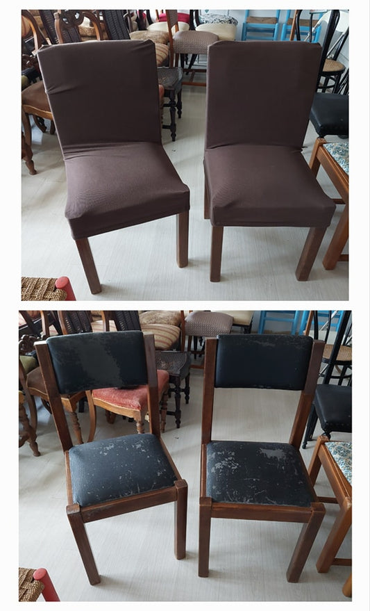 Sedia Legno/ecopelle Con Vestitino