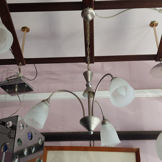 Lampadario Metallo 3/coppe Vetro Fiore