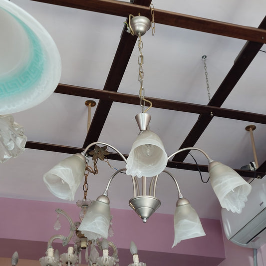 Lampadario Metallo 5/coppe Vetro Fiore