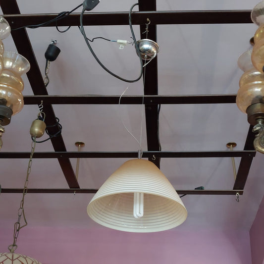 Lampadario A Sospensione Campana Vetro Righe 1/l