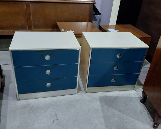Coppia Comodini* Blu Anni '70 3/c Cm52x36x49h