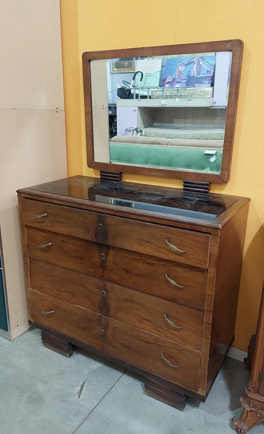 Cassettiera* Legno 4/c St.deco' C/specchio Cm115x53x175h