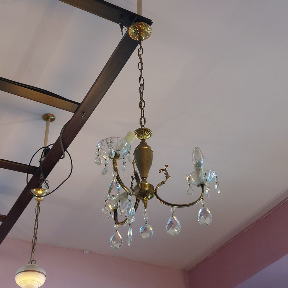 Lampadario Ottone/gocce 3/l