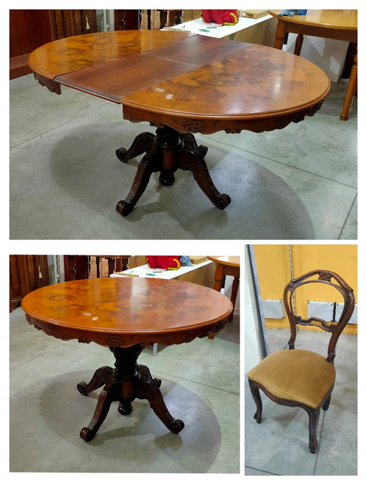 Set/tavolo* Tondo Legno Int. + 6/sedie* Legno/imb Senape