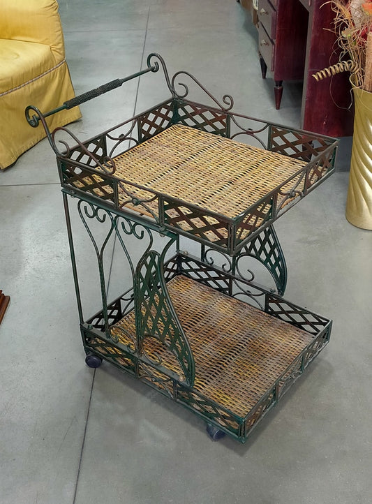 Carrellino Portavivande Ferro/vimini Cm42x54x75h
