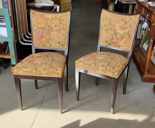 Sedia Antica Legno/imb Tessuto* Fiori