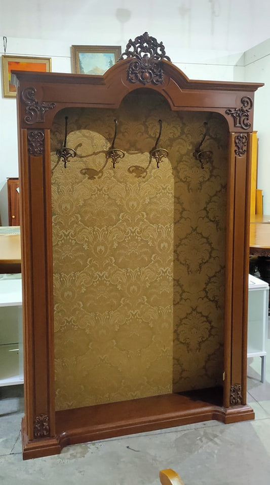Entratina Appendiabiti Legno/tessuto Damascato Cm 126x30x205h