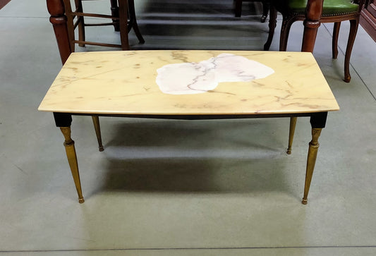 Tavolino Ferro/ottone Con Marmo* Anni '50 Cm90x45x43h