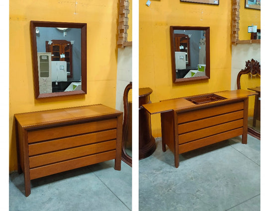 Cassettiera Legno Bicolore 4/c + Specchio Cm122x51,5x78h