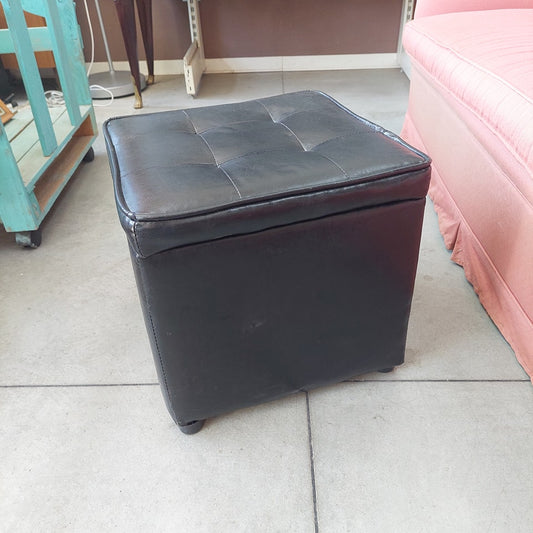 Pouf Contenitore Ecopelle Nero Cm41x41x39h