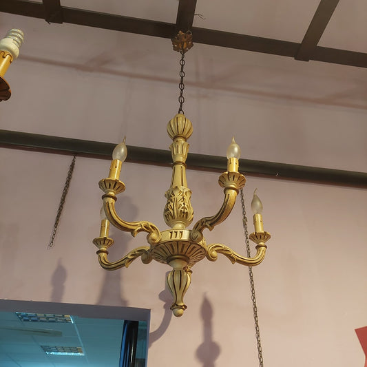 Lampadario Legno Intagliato St. Veneziano 5/l