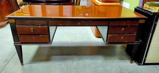 Scrivania* Legno/vetro Anni '70 Cm185x90x78h 7/c