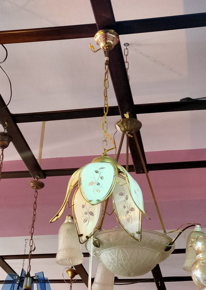 Lampadarietto Ottone*/vetro "fiore" 1/l