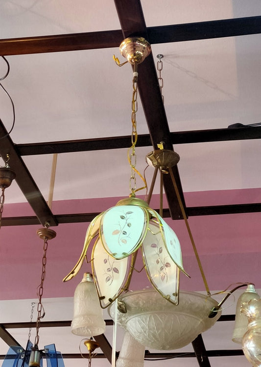 Lampadarietto Ottone*/vetro "fiore" 1/l