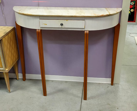 Consolle* Mezzaluna Legno/marmo 1/c Anni '50 Cm109x32x91h