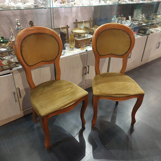 Sedia Legno/velluto Senape Anni '60