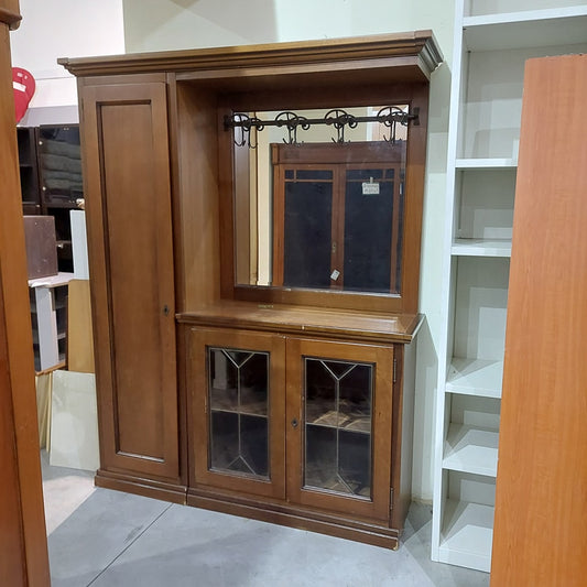 Entratina Appendiabiti Legno C/specchio 3/s Cm164x41x209h