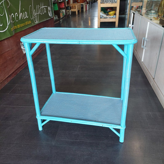 Tavolino Vimini Azzurro 2/ripiani Cm62x34x67x5h