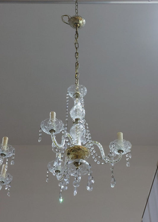 Lampadario Vetro Di Murano/cristallo Anni '60 3/l