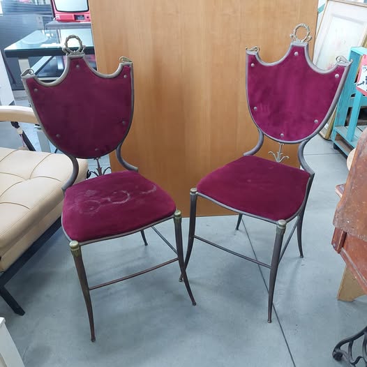 Coppia Sedie Ottone/velluto