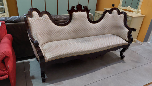 Divano Legno Antico Stile Luigi Filippo 3 Posti
