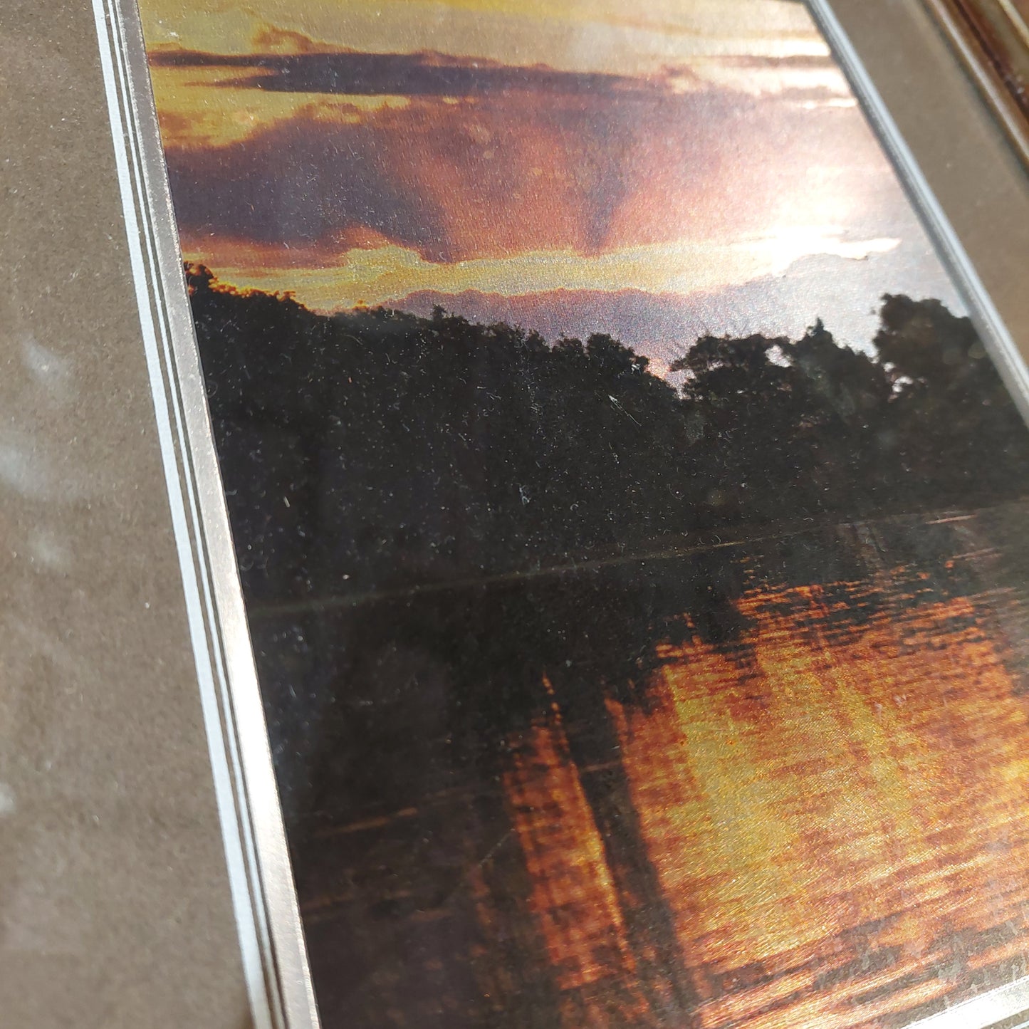 Quadro Stampa Tramonto Su Metallo Anni 70 Cm30x35