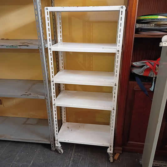 Scaffale * Metallo Bianco Con Ruote 5 Ripiani Cm60x30x146h