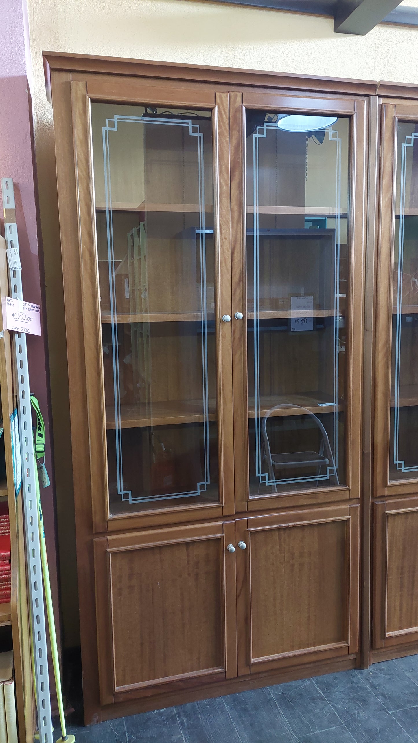 Parete Libreria Vetrina Noce 10/a 10/s Cm563x37x231h