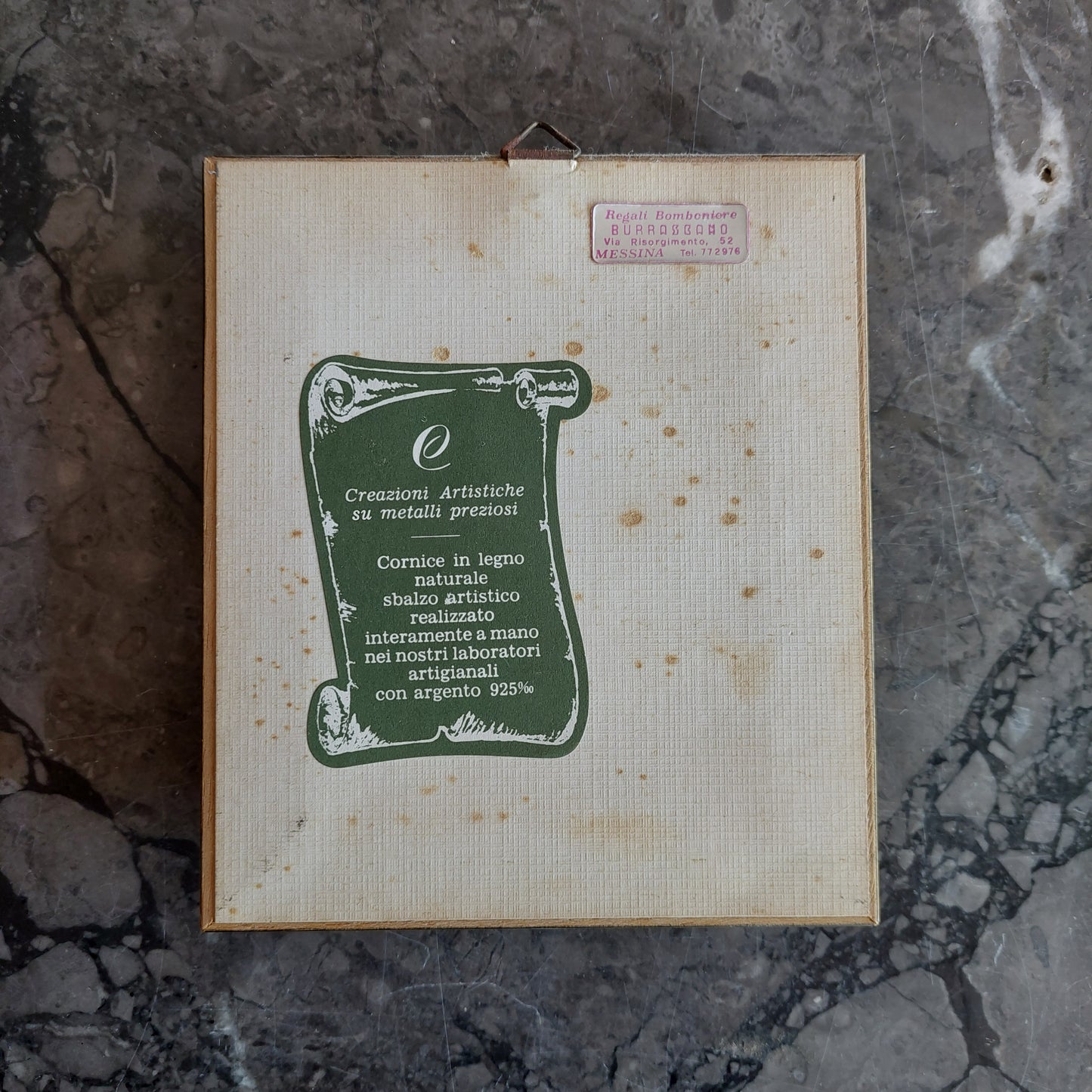 Mini Quadretto Foglia Argento Dorato Cm12x14