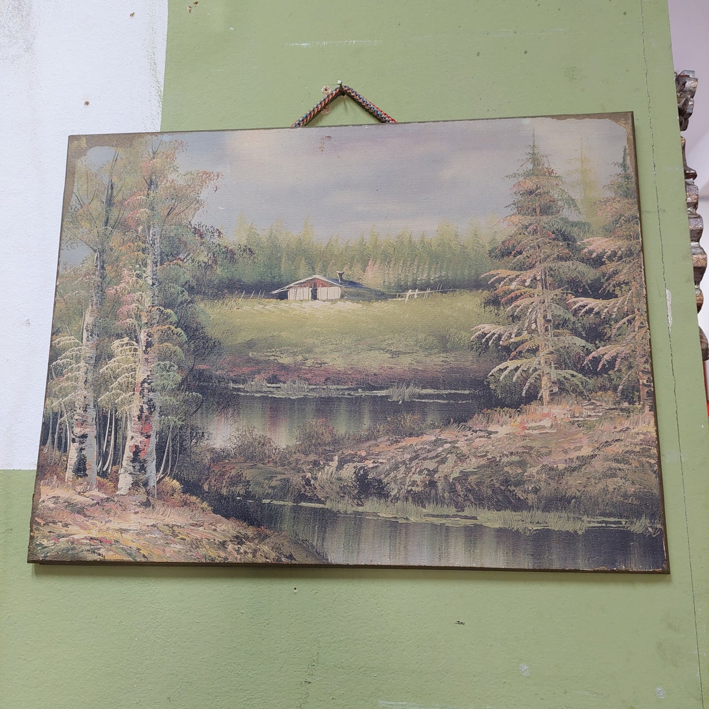 Quadro Stampa Su Cartone Casa Sul Lago Cm39x29,5