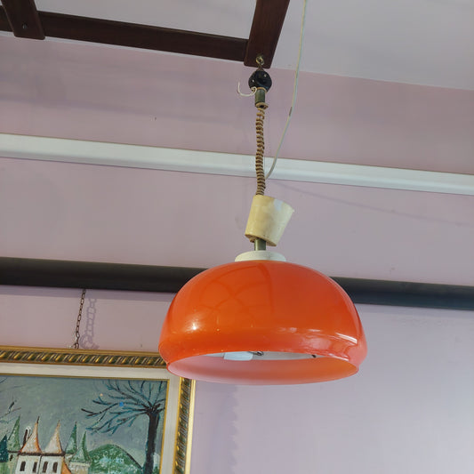 Lampadario Cupola Anni 60 Vetro Di Murano Arancio