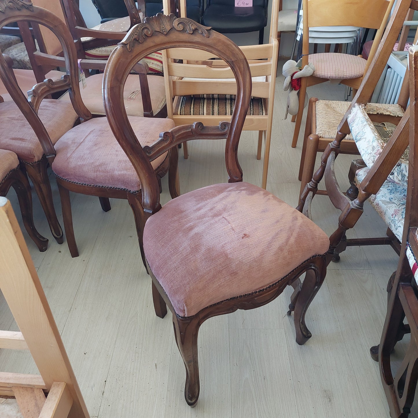 Set/5 Sedie * Legno Imb. Velluto