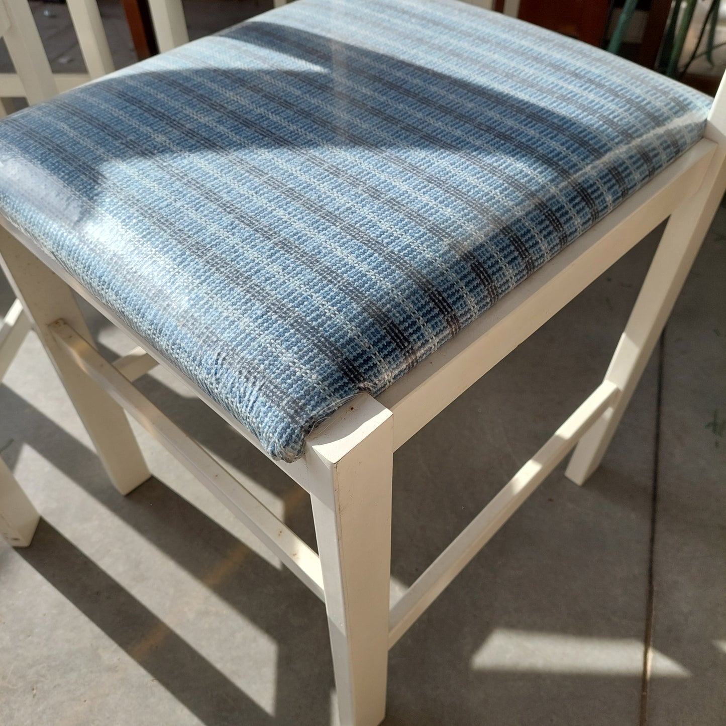 Set/4 Sedie Legno Bianco Imb. Blu
