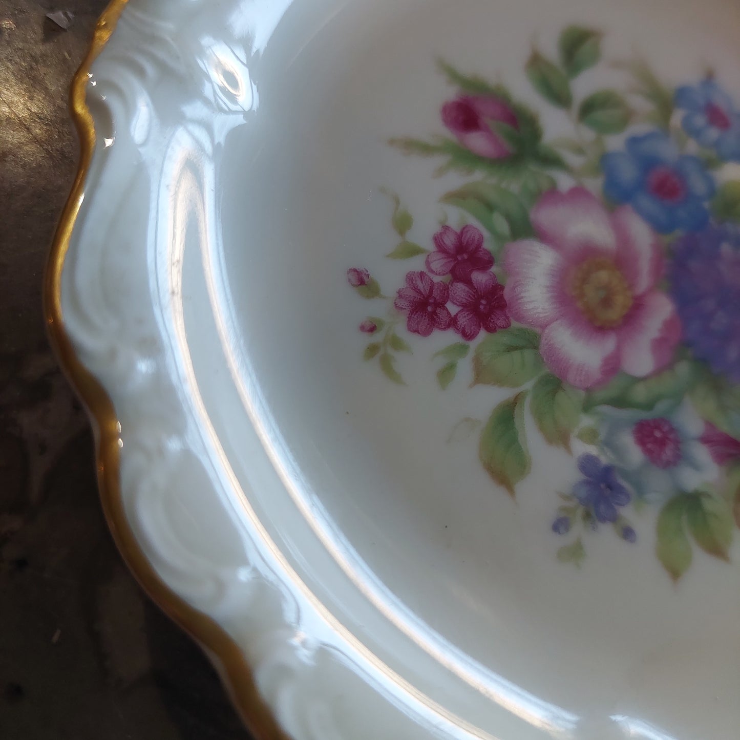 Piattino Decoro Floreale Bordo Oro Rosenthal Selb