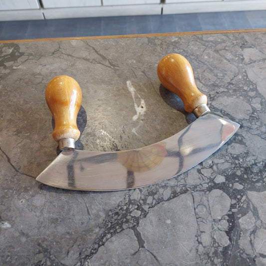 Mezzaluna Manici Legno Lama Acciaio Inox Sved
