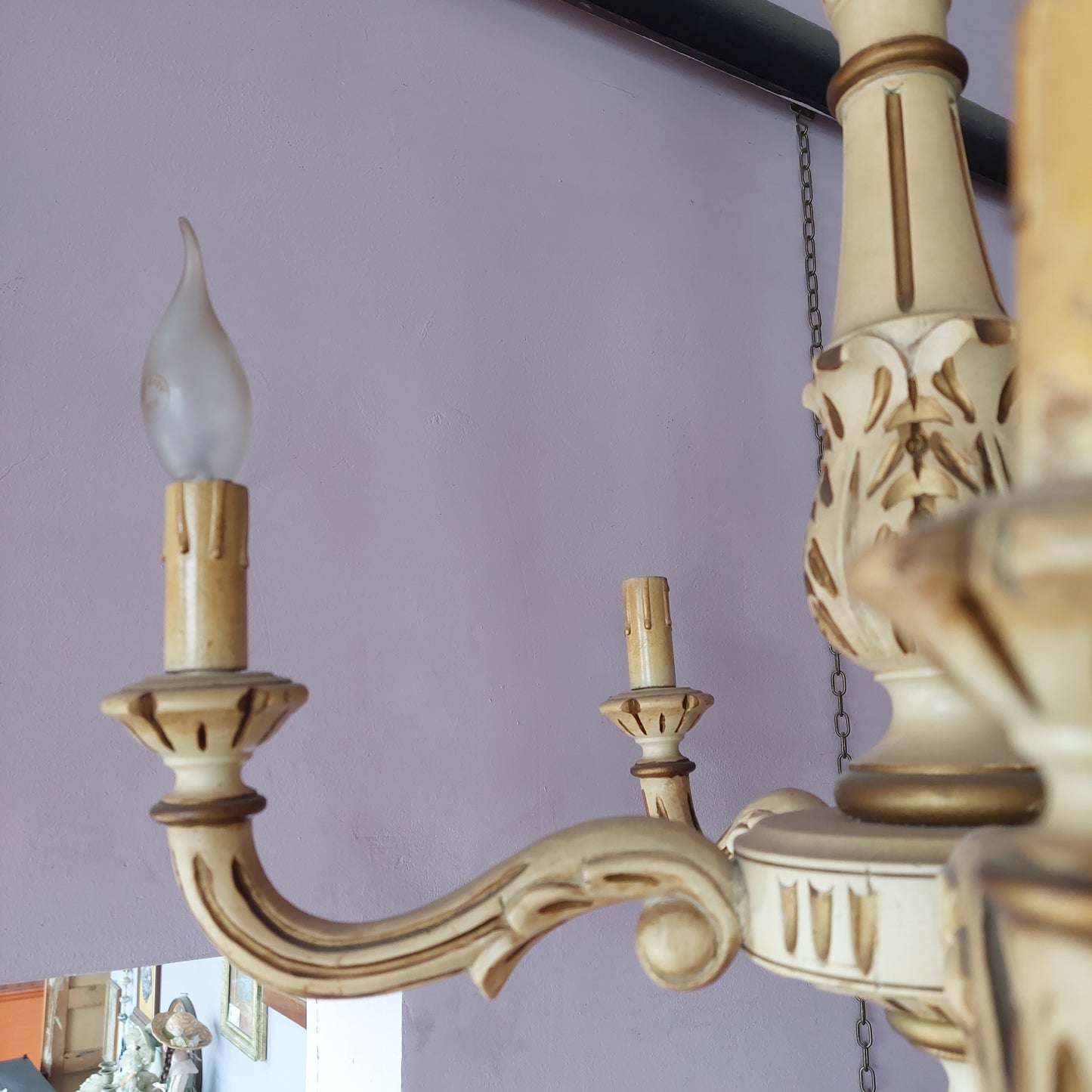 Lampadario Legno Intagliato St. Veneziano 5/l