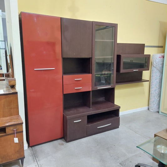 Parete Attrezzata* Wengè/bordeaux Cm300x55x215h