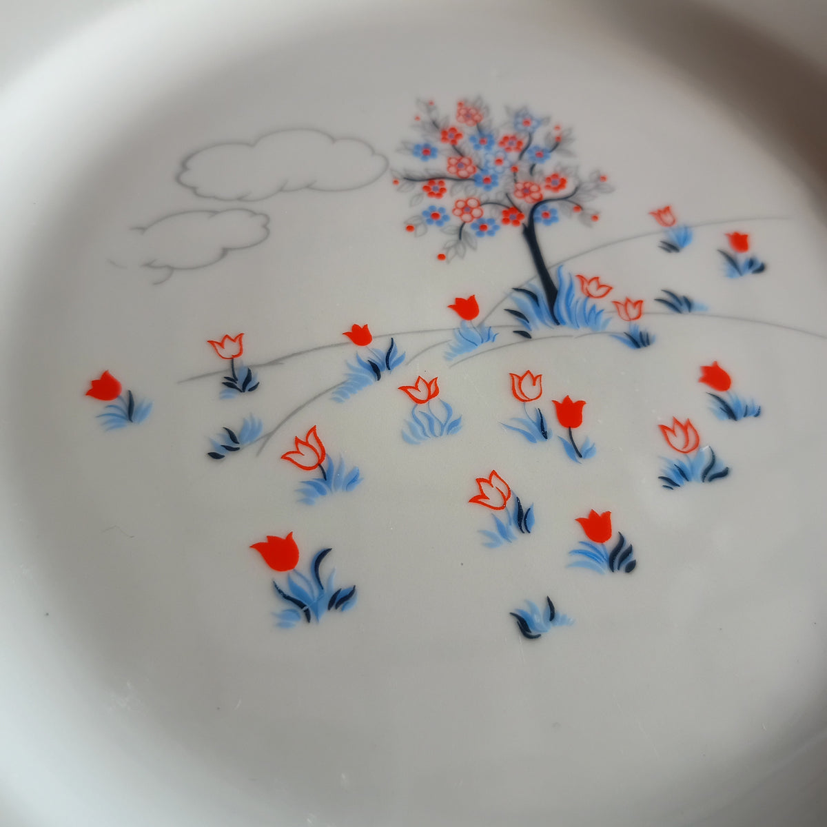 Set/9 Piatti Piani Dolphin Porcelain Vintage