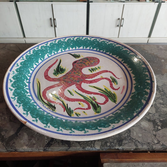Piatto Da Parete Ceramica* Siciliana Polipo D45