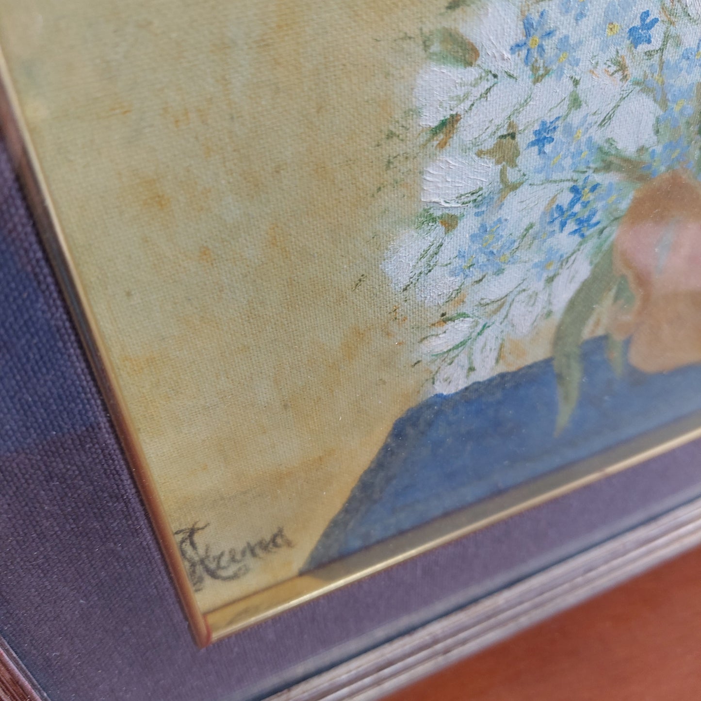 Q/giara Con Fiori Olio Su Tela Di Arena Cm50x40