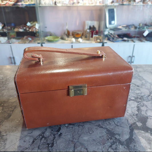 Bauletto * Beauty Case Da Viaggio Vintage In Pelle