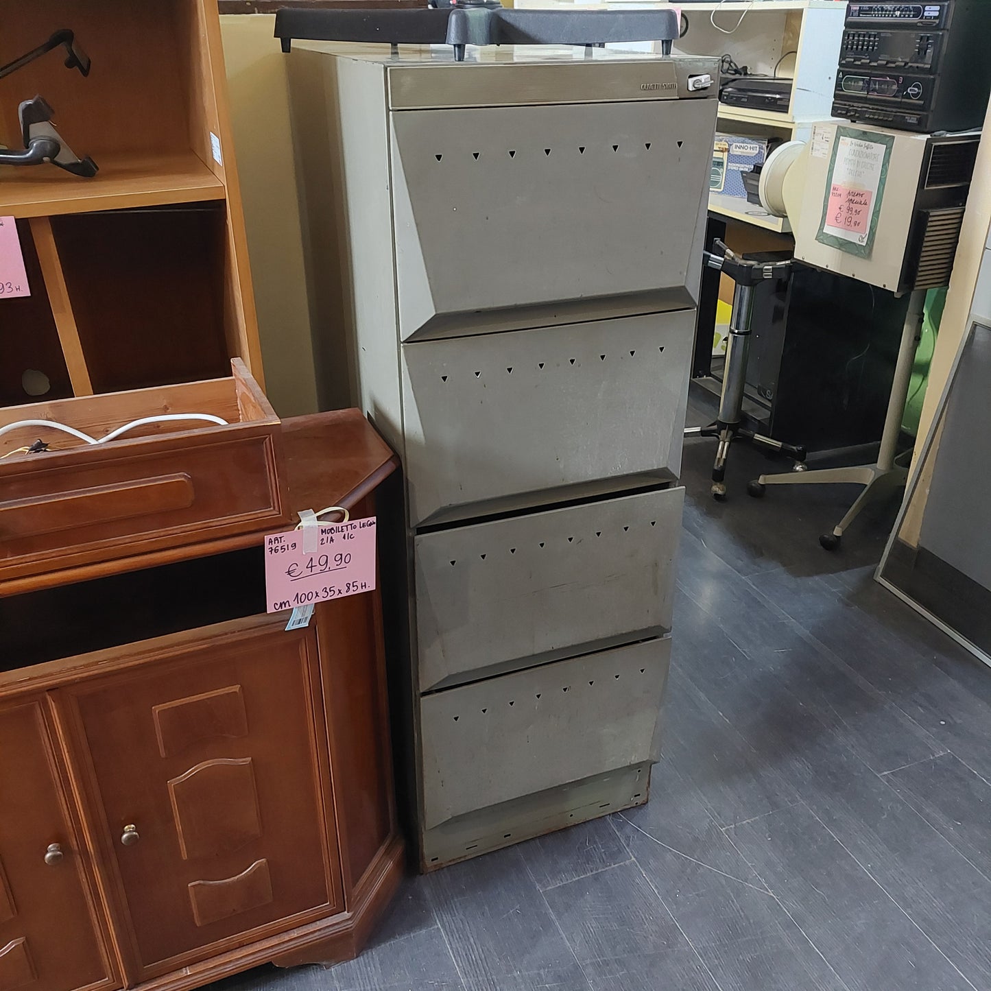 Schedario Metallo 4/c Olivetti Vintage Cm48x66x136h