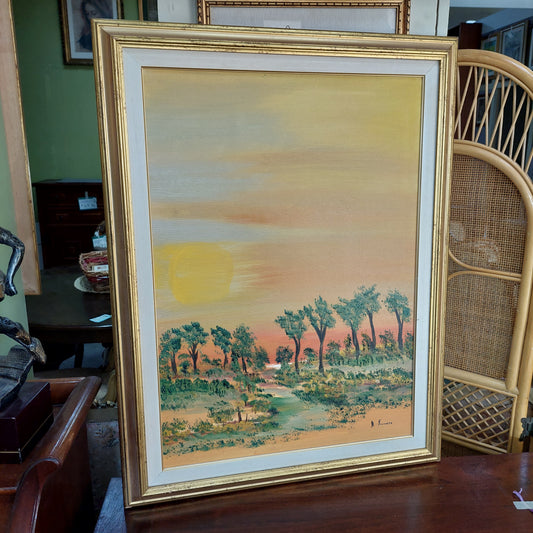 Quadro Alberi Al Tramonto Firmato D. Fiumara Cm64x54