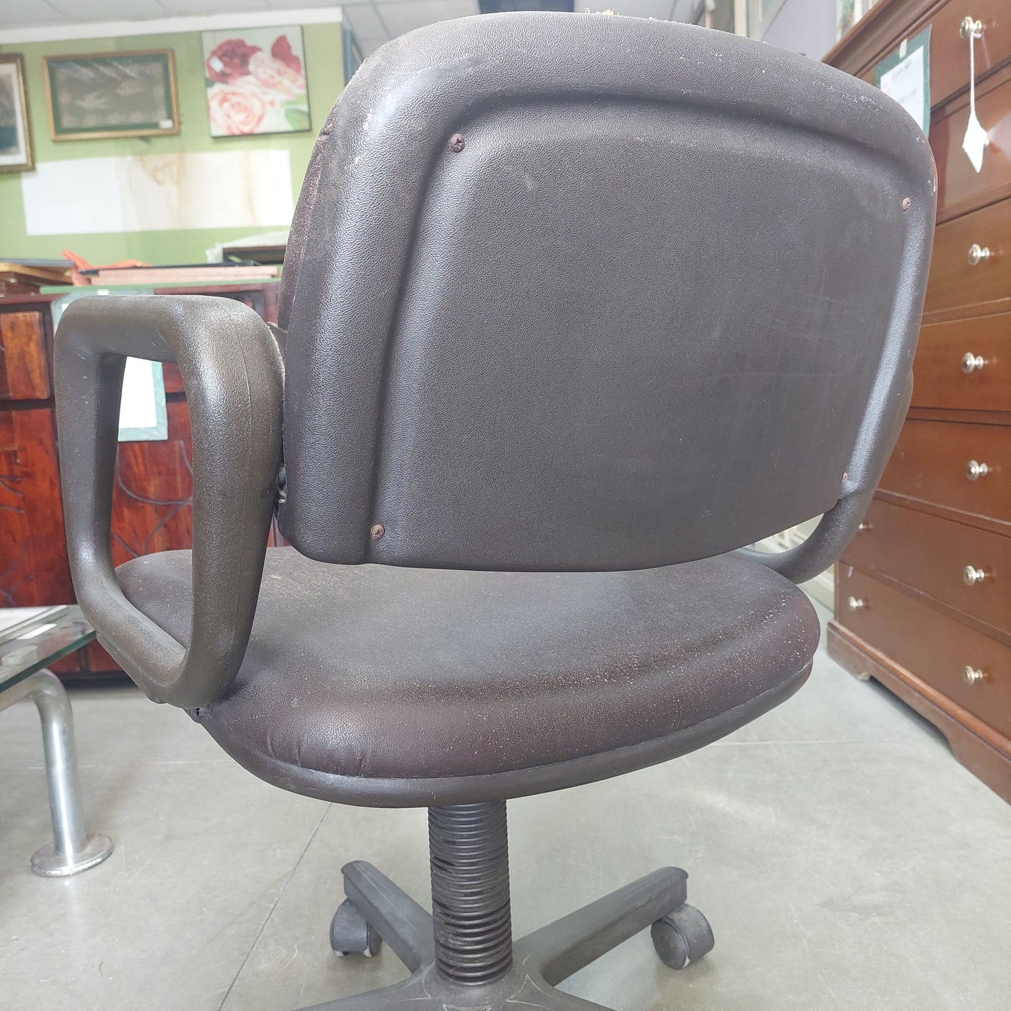 Poltrona Da Scrivania Girevole Pelle * Vintage
