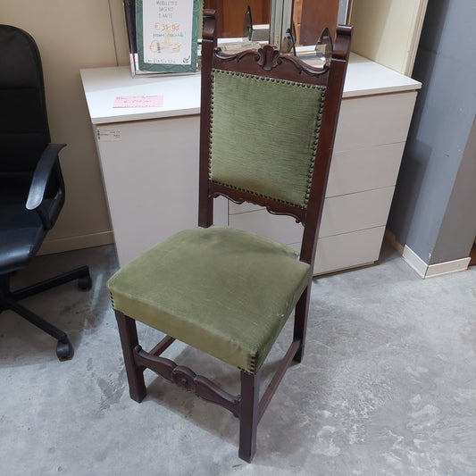 Sedia Mogano Velluto Verde